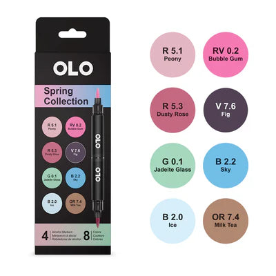 Olo - Spring Collection - 4 Markers 8 colors Double Ended