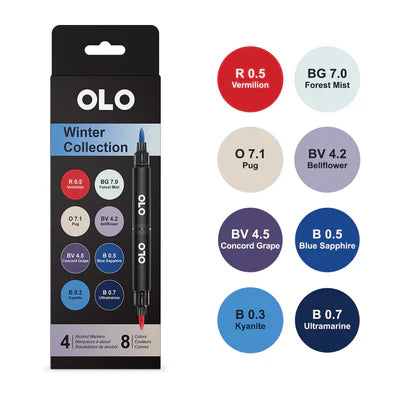 Olo - Winter Collection - 4 Markers 8 colors Double Ended