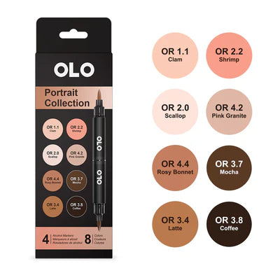 Olo - Portrait Collection - 4 Markers 8 colors Double Ended
