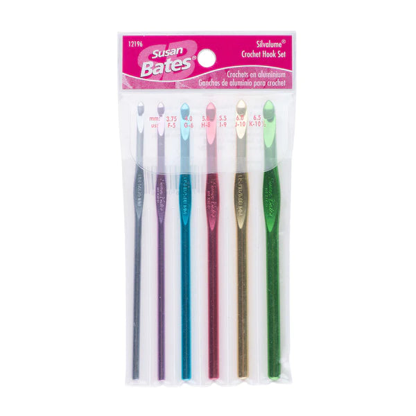 Susan Bates - Silvalume Crochet Hooks - 6 pack (12196) F/G/H/I/J/K