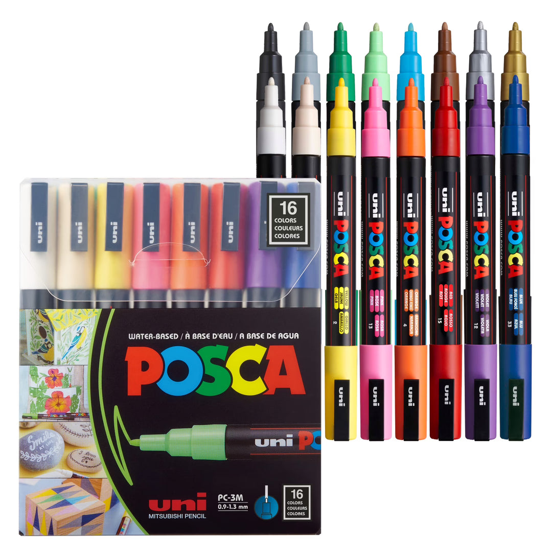 Posca - Regular Colors 0.9-1.3mm/pc-3m Markers - 16pk