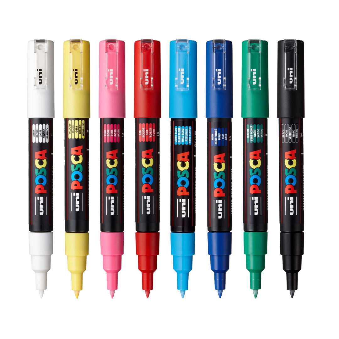 Posca - Extra Fine Tip 0.7mm/pc-1m Markers - 8pk