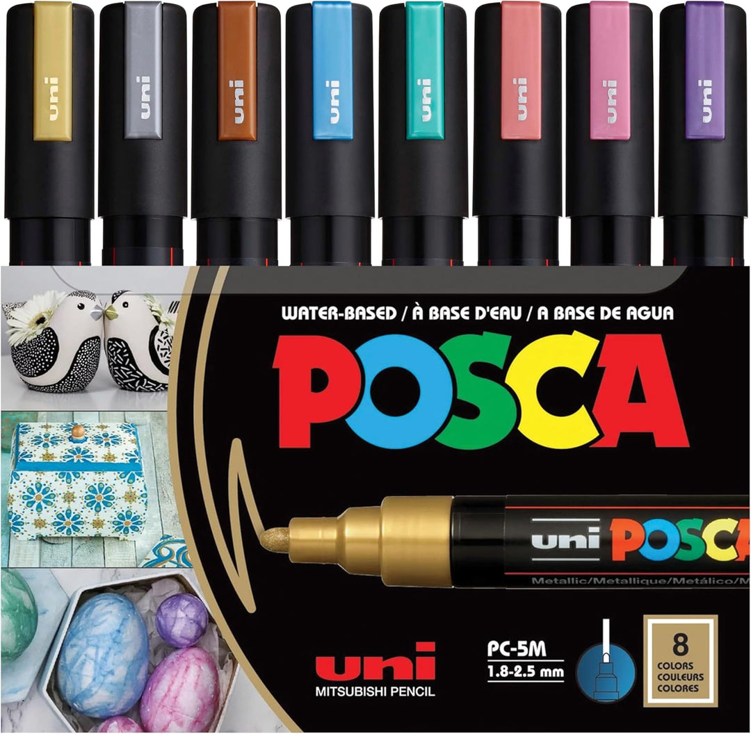 Posca - Metallic Colors 1.8-2.5mm/pc-5m Markers 8pk