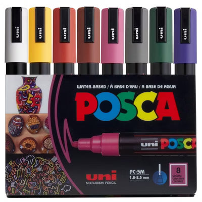 Posca - Dark Colors 1.8-2.5mm/pc-5m Markers 8pk