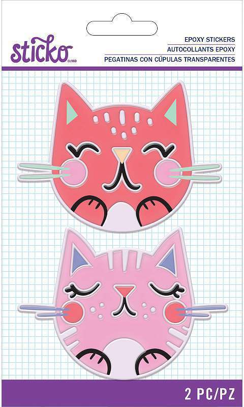 Sticko - Doodle Cat Faces Epoxy Stickers
